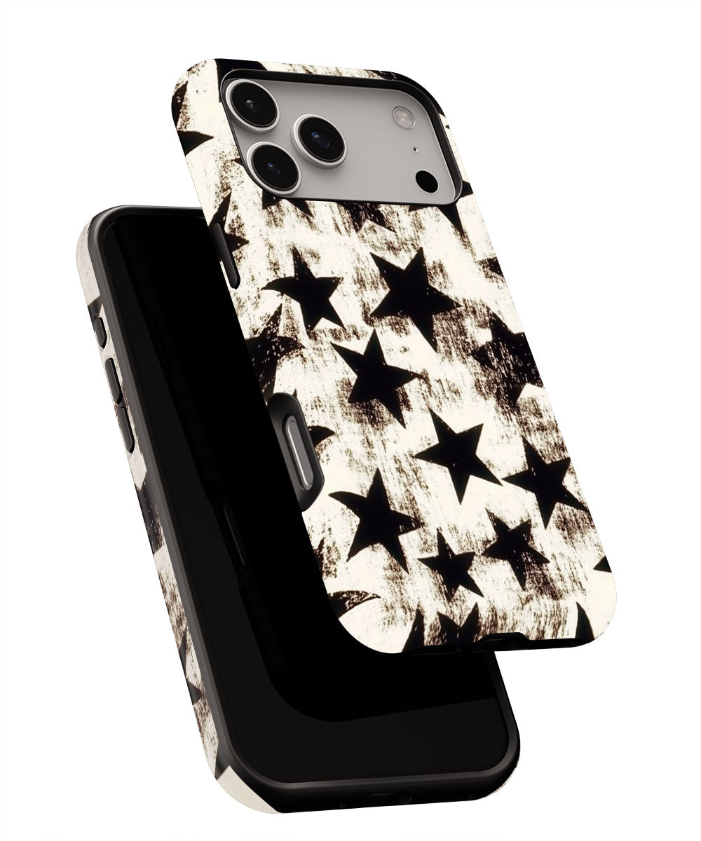 Double-Layer Semi-Handprinted Tough Matte Stars iPhone Case