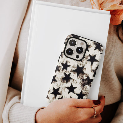 Double-Layer Semi-Handprinted Tough Matte Stars iPhone Case