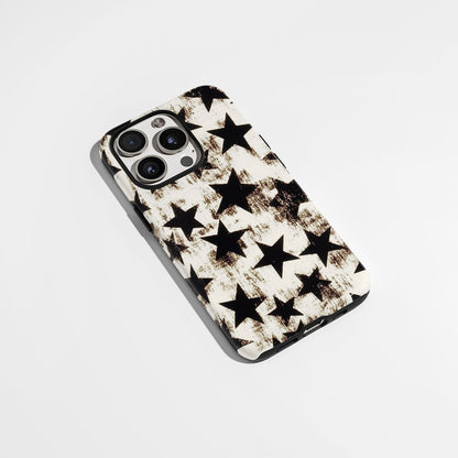 Double-Layer Semi-Handprinted Tough Matte Stars iPhone Case