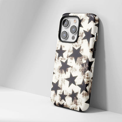 Double-Layer Semi-Handprinted Tough Matte Stars iPhone Case