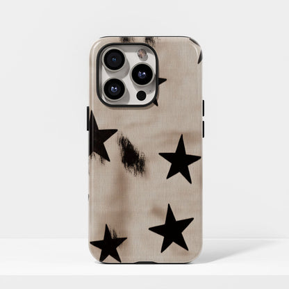 Double-Layer Semi-Handprinted Tough Matte Stars iPhone Case