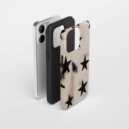 Double-Layer Semi-Handprinted Tough Matte Stars iPhone Case