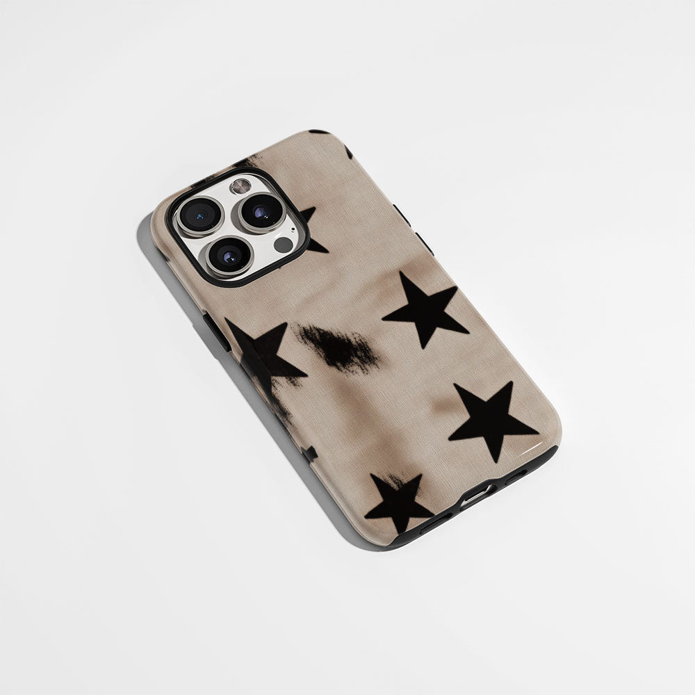 Double-Layer Semi-Handprinted Tough Matte Stars iPhone Case