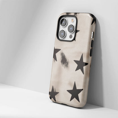 Double-Layer Semi-Handprinted Tough Matte Stars iPhone Case