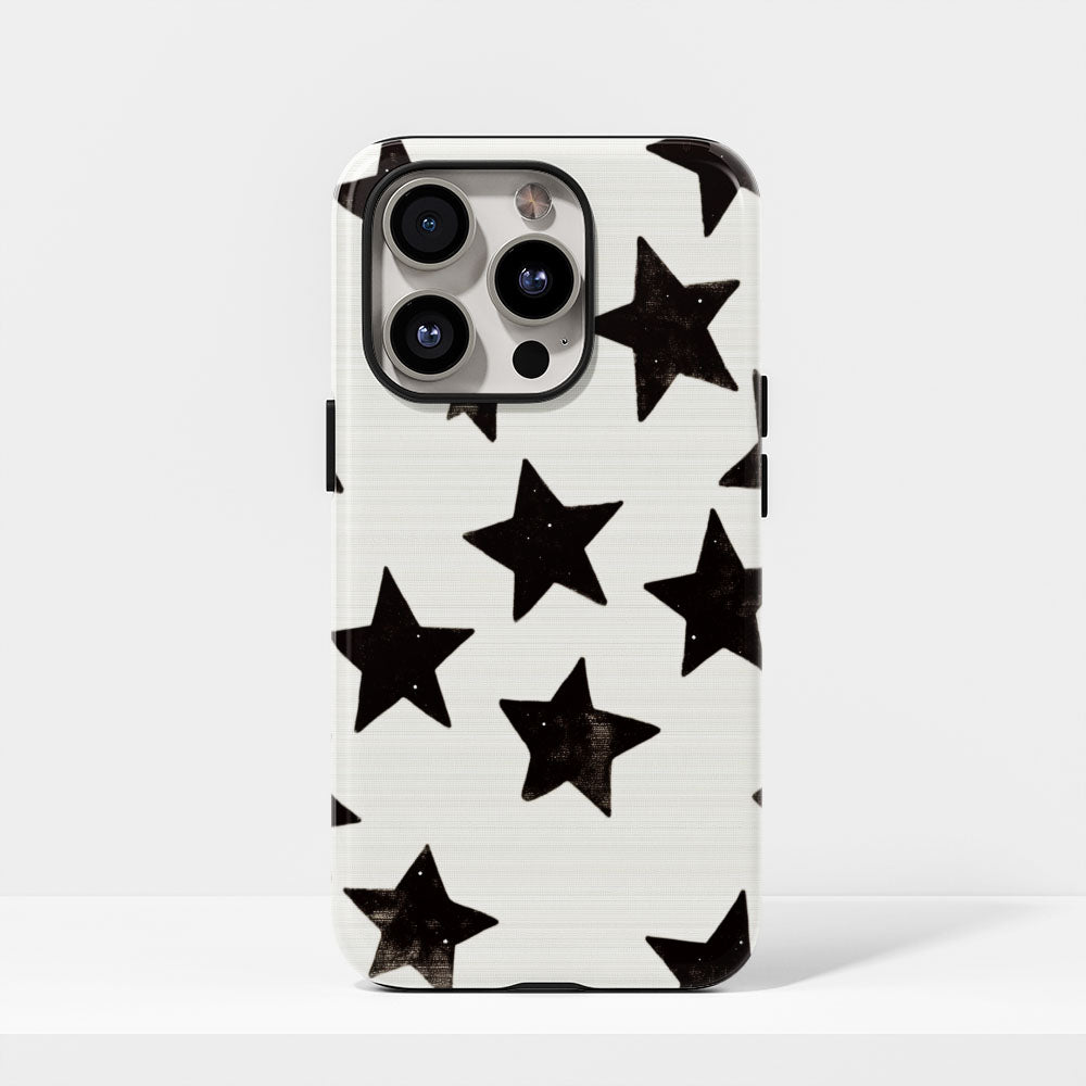 Double-Layer Semi-Handprinted Tough Matte Stars iPhone Case