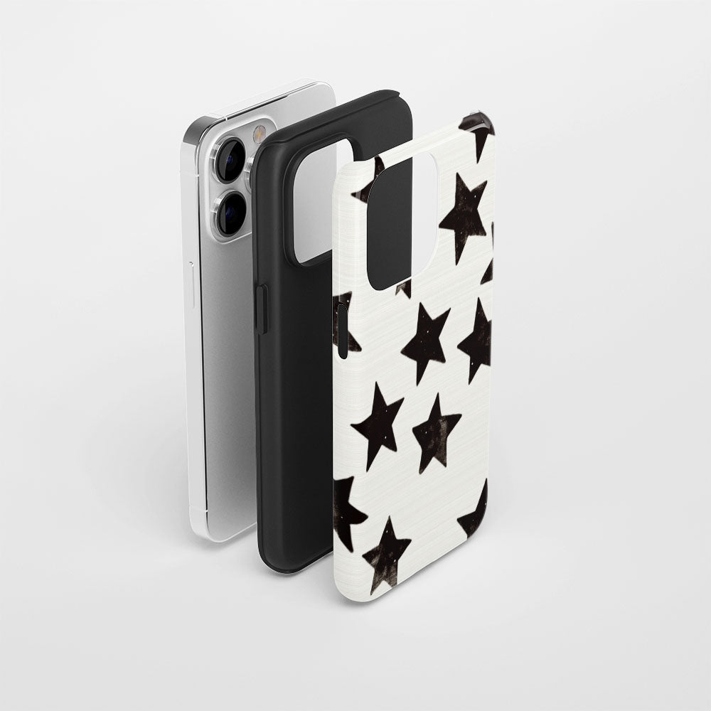 Double-Layer Semi-Handprinted Tough Matte Stars iPhone Case