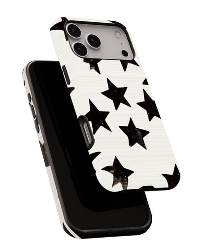 Double-Layer Semi-Handprinted Tough Matte Stars iPhone Case