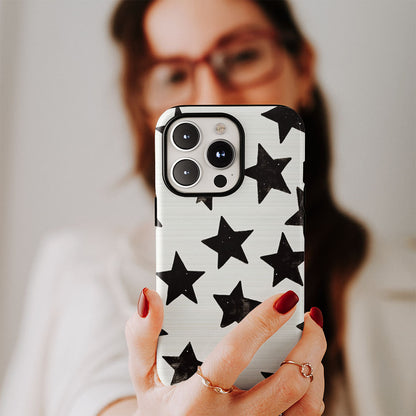 Double-Layer Semi-Handprinted Tough Matte Stars iPhone Case