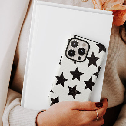 Double-Layer Semi-Handprinted Tough Matte Stars iPhone Case