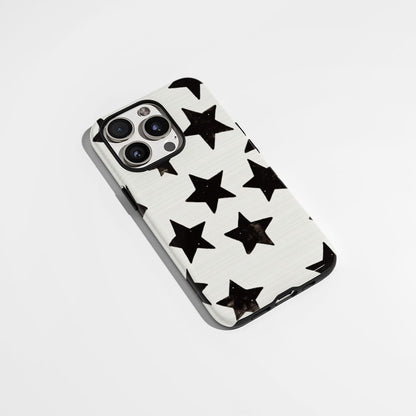 Double-Layer Semi-Handprinted Tough Matte Stars iPhone Case