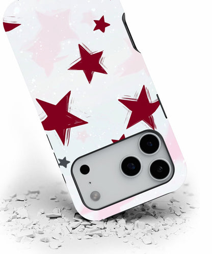 Double-Layer Semi-Handprinted Tough Matte Stars iPhone Case