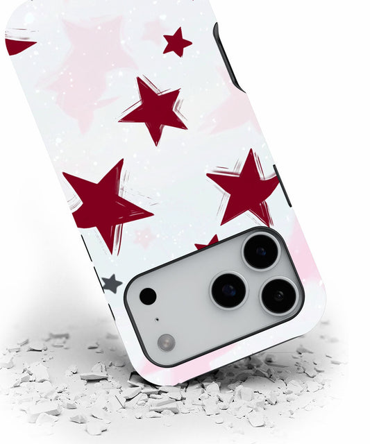 Double-Layer Semi-Handprinted Tough Matte Stars iPhone Case