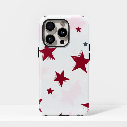 Double-Layer Semi-Handprinted Tough Matte Stars iPhone Case