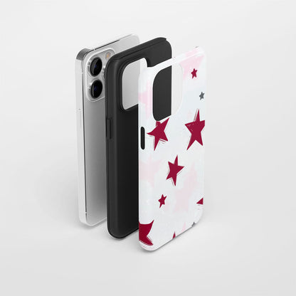 Double-Layer Semi-Handprinted Tough Matte Stars iPhone Case