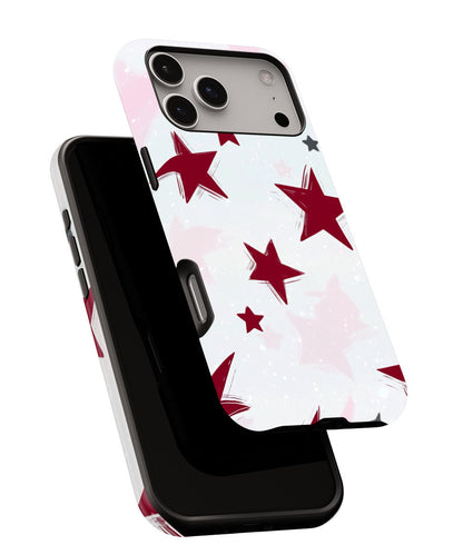 Double-Layer Semi-Handprinted Tough Matte Stars iPhone Case