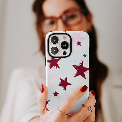 Double-Layer Semi-Handprinted Tough Matte Stars iPhone Case