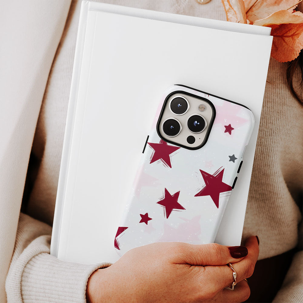 Double-Layer Semi-Handprinted Tough Matte Stars iPhone Case