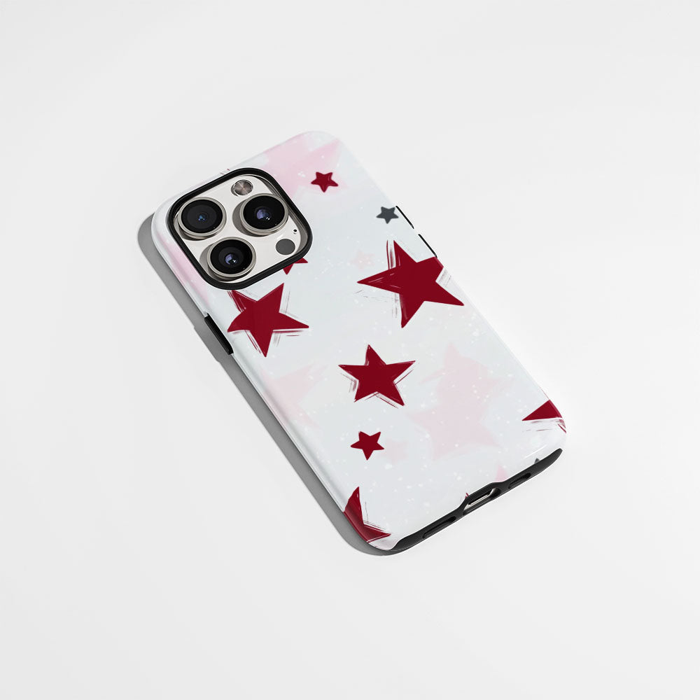 Double-Layer Semi-Handprinted Tough Matte Stars iPhone Case