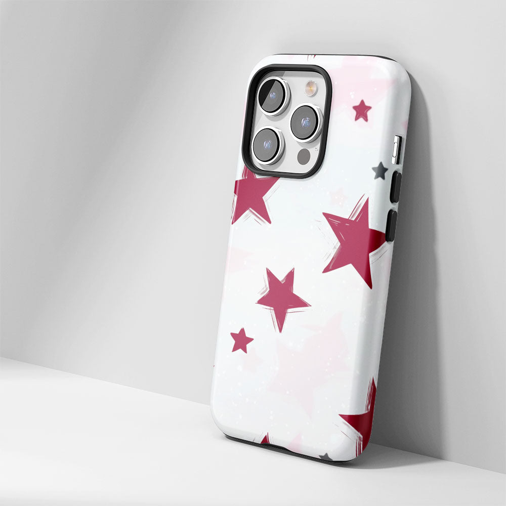 Double-Layer Semi-Handprinted Tough Matte Stars iPhone Case