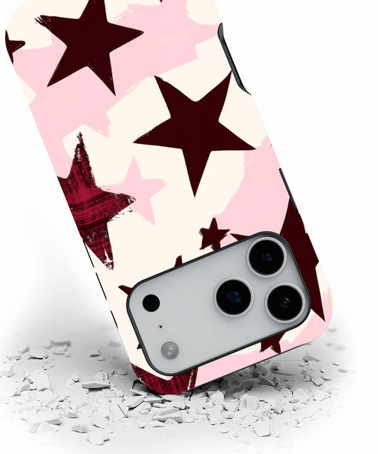 Double-Layer Semi-Handprinted Tough Matte Stars iPhone Case