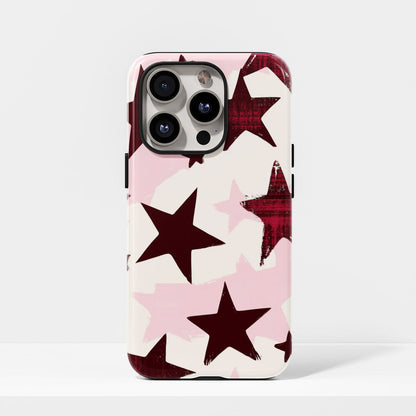 Double-Layer Semi-Handprinted Tough Matte Stars iPhone Case