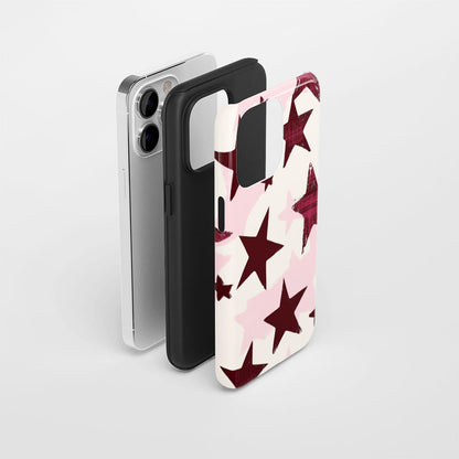 Double-Layer Semi-Handprinted Tough Matte Stars iPhone Case