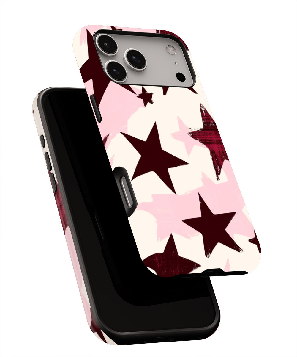 Double-Layer Semi-Handprinted Tough Matte Stars iPhone Case