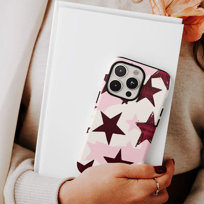 Double-Layer Semi-Handprinted Tough Matte Stars iPhone Case