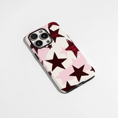 Double-Layer Semi-Handprinted Tough Matte Stars iPhone Case