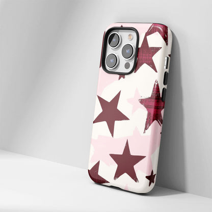 Double-Layer Semi-Handprinted Tough Matte Stars iPhone Case