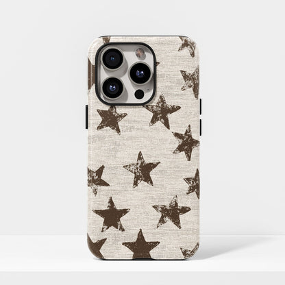 Double-Layer Semi-Handprinted Tough Matte Stars iPhone Case