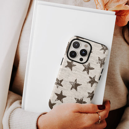 Double-Layer Semi-Handprinted Tough Matte Stars iPhone Case