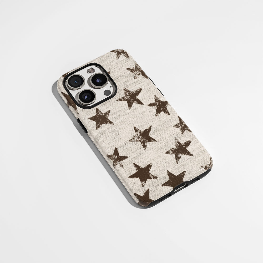 Double-Layer Semi-Handprinted Tough Matte Stars iPhone Case