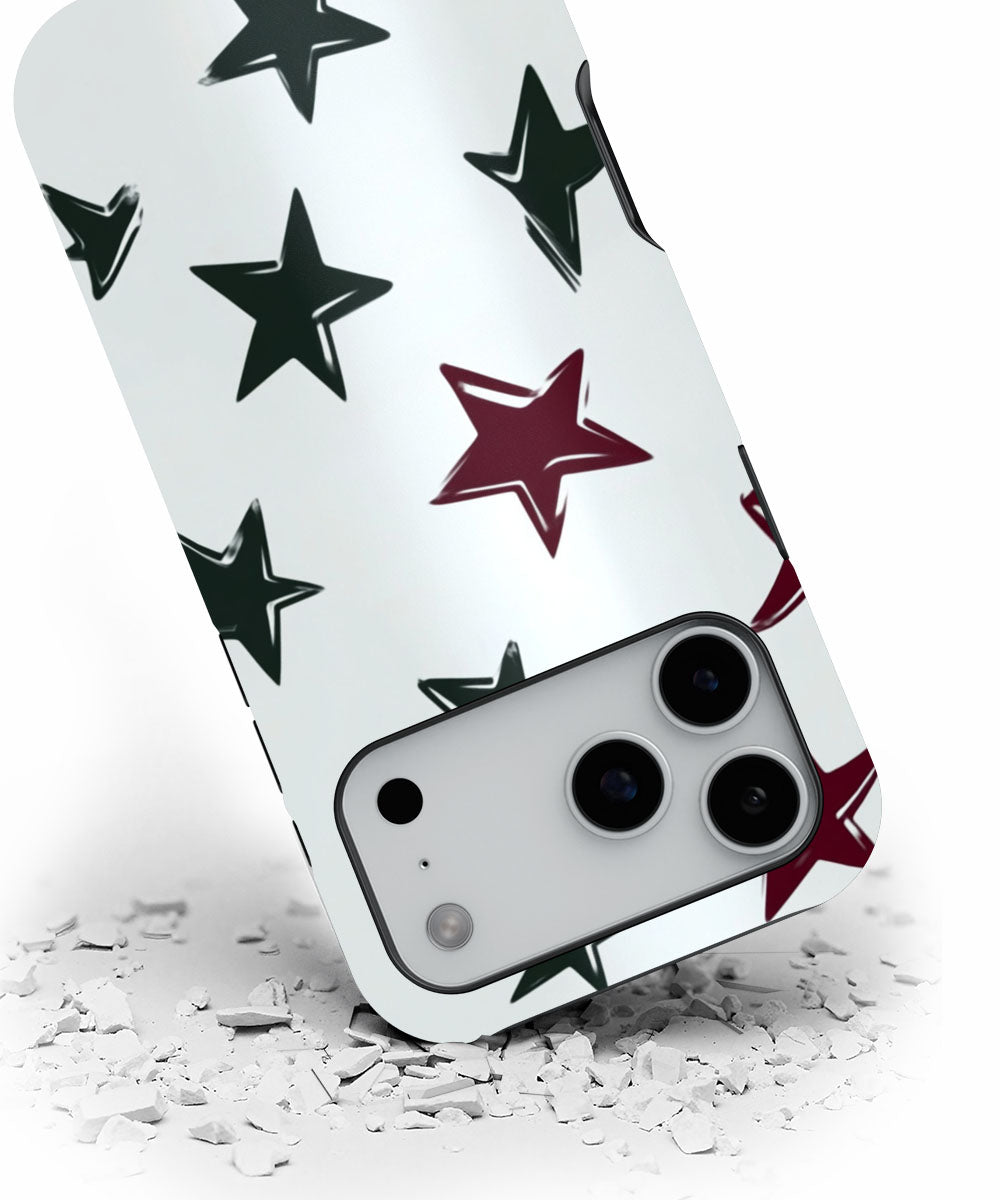 Double-Layer Semi-Handprinted Tough Matte Stars iPhone Case