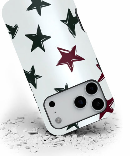 Double-Layer Semi-Handprinted Tough Matte Stars iPhone Case