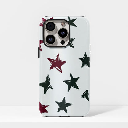 Double-Layer Semi-Handprinted Tough Matte Stars iPhone Case