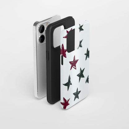 Double-Layer Semi-Handprinted Tough Matte Stars iPhone Case