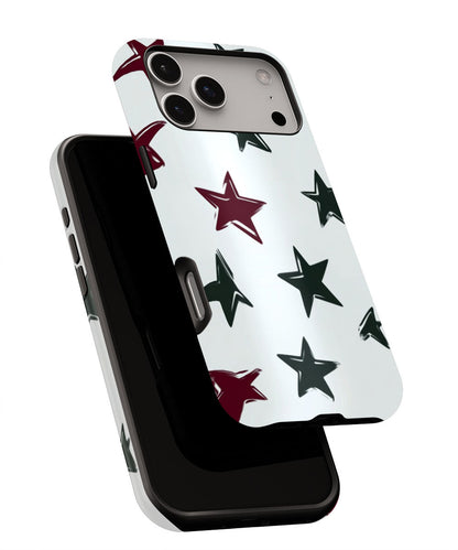 Double-Layer Semi-Handprinted Tough Matte Stars iPhone Case