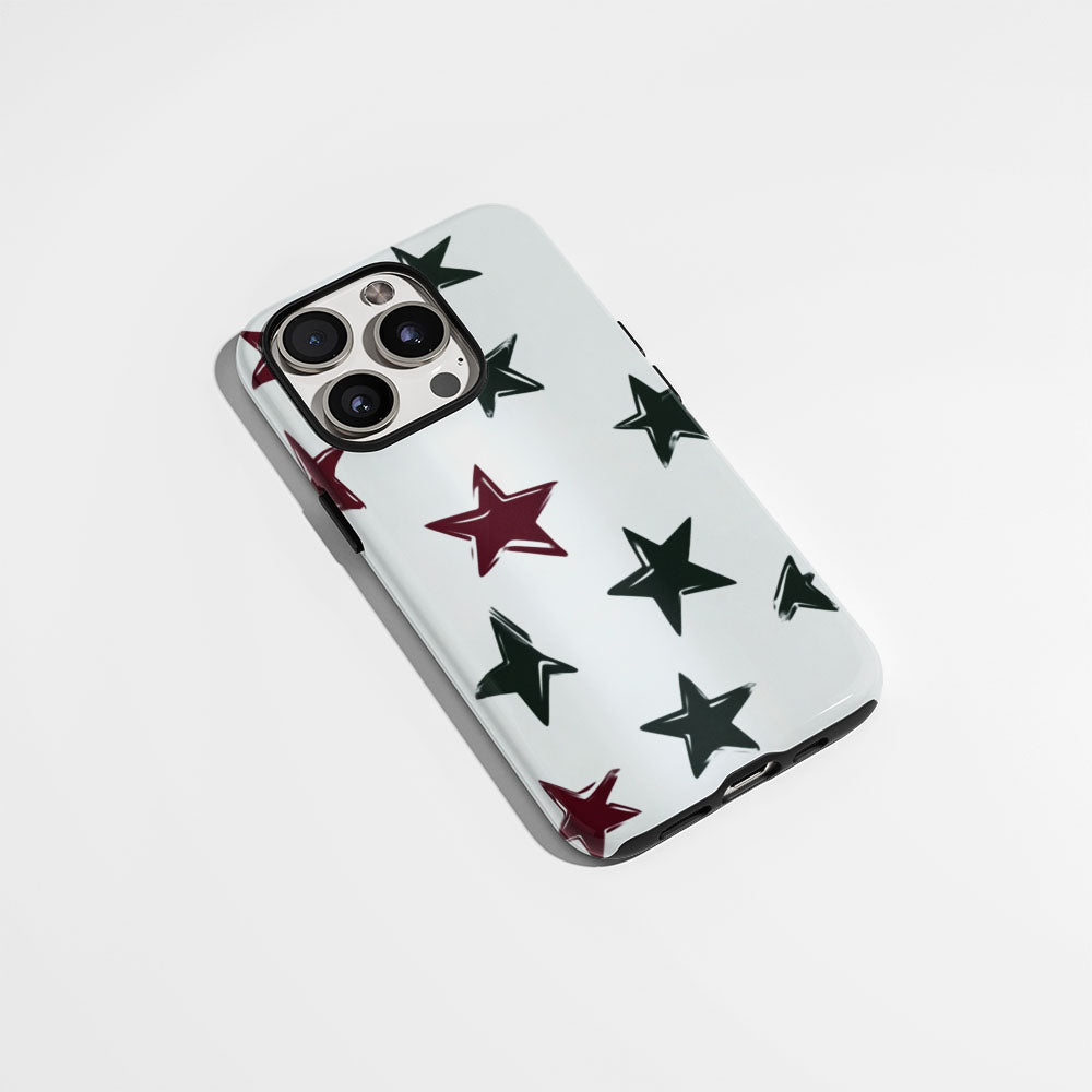 Double-Layer Semi-Handprinted Tough Matte Stars iPhone Case