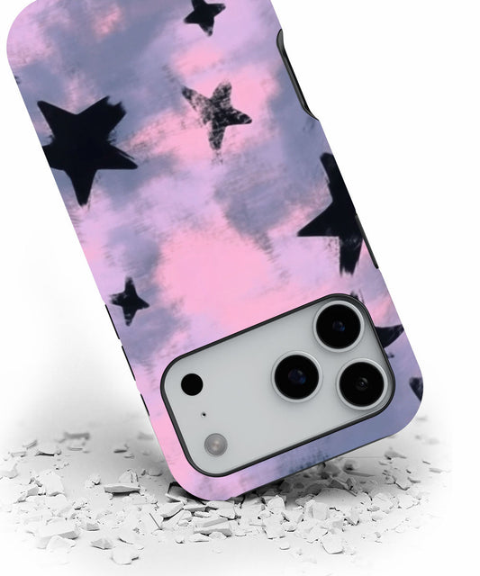 Double-Layer Semi-Handprinted Tough Matte Stars iPhone Case