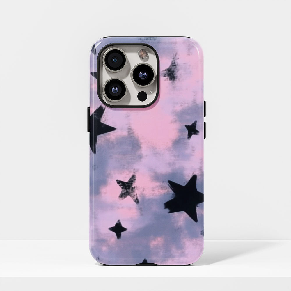 Double-Layer Semi-Handprinted Tough Matte Stars iPhone Case