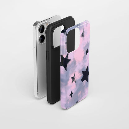 Double-Layer Semi-Handprinted Tough Matte Stars iPhone Case