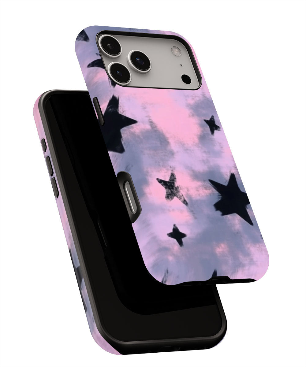 Double-Layer Semi-Handprinted Tough Matte Stars iPhone Case