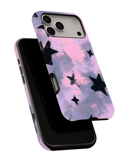 Double-Layer Semi-Handprinted Tough Matte Stars iPhone Case