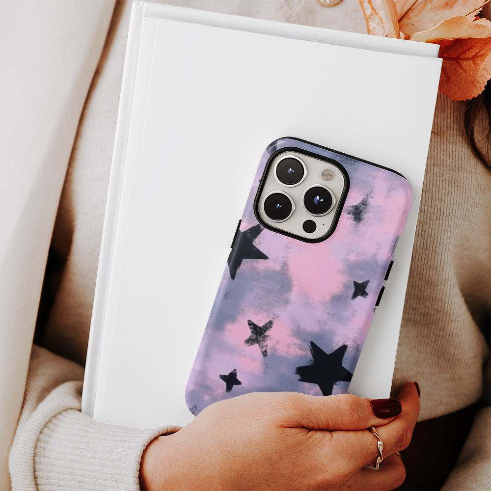 Double-Layer Semi-Handprinted Tough Matte Stars iPhone Case