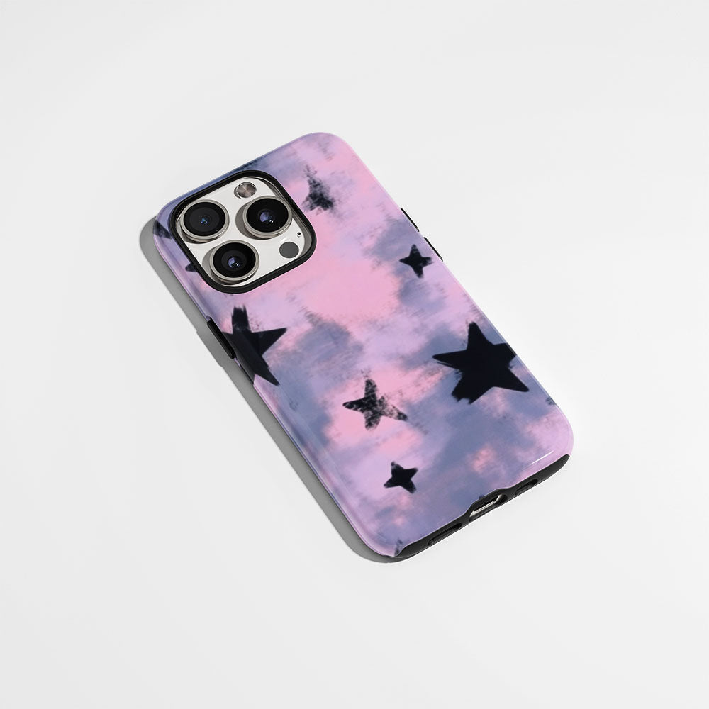 Double-Layer Semi-Handprinted Tough Matte Stars iPhone Case