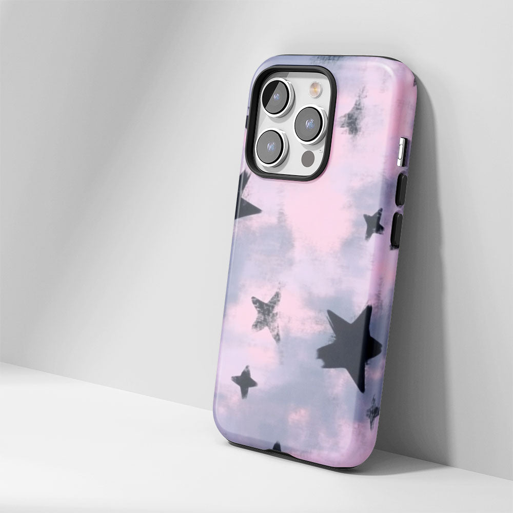 Double-Layer Semi-Handprinted Tough Matte Stars iPhone Case