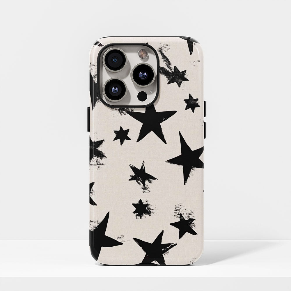 Double-Layer Semi-Handprinted Tough Matte Stars iPhone Case