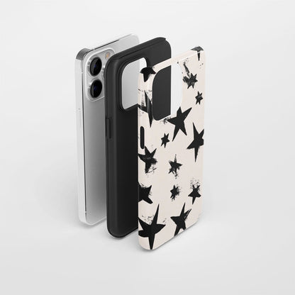 Double-Layer Semi-Handprinted Tough Matte Stars iPhone Case