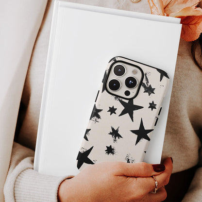 Double-Layer Semi-Handprinted Tough Matte Stars iPhone Case